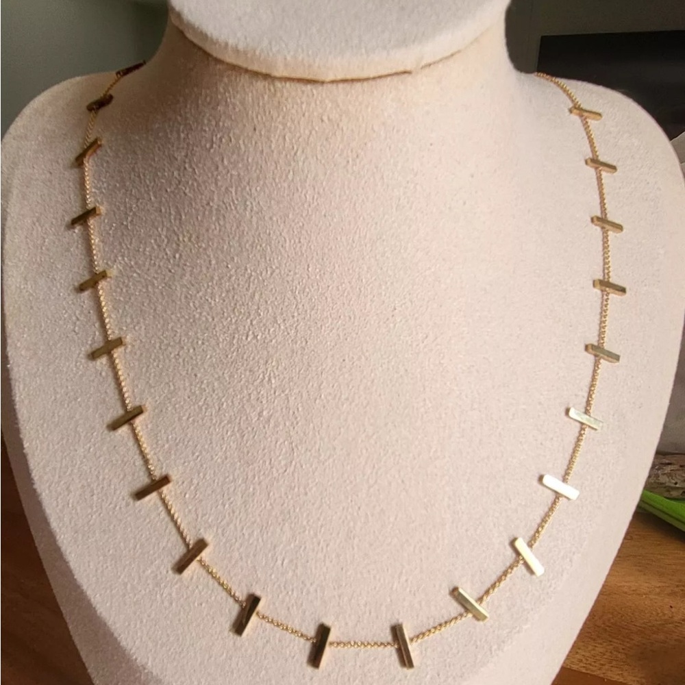 USA made Jennifer Meyer Cross Bar Necklace in 18K (bars) 14k (18 inch chain)